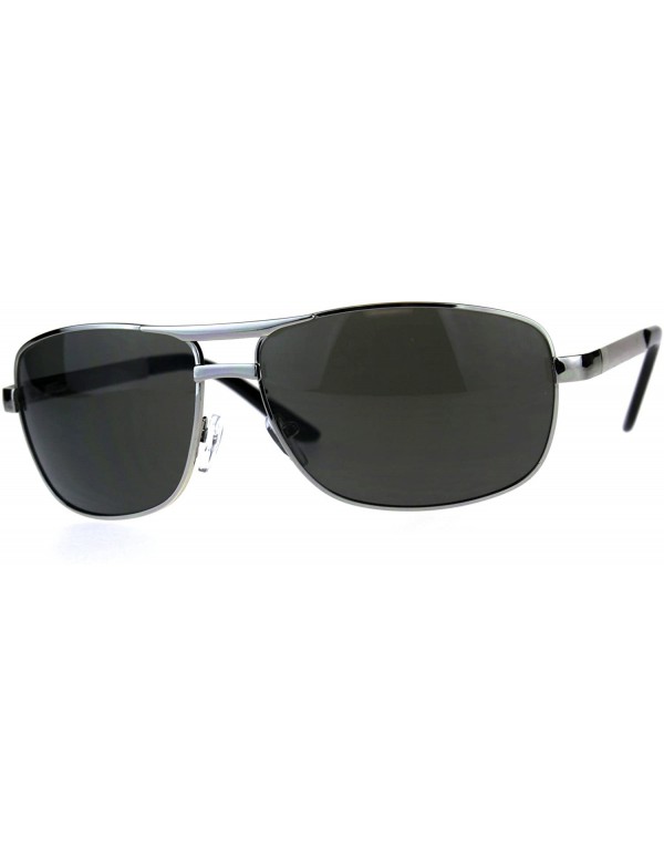 Rectangular Mens Metal Rim Narrow Rectangular Pilots Luxury Designer Sunglasses - Silver Black - CR18CMSL5LN $10.28