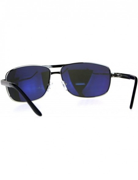 Rectangular Mens Metal Rim Narrow Rectangular Pilots Luxury Designer Sunglasses - Silver Black - CR18CMSL5LN $10.28