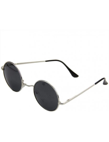 Goggle Sun Glasses Vintage Men Women Sunglasses Hippie Retro Round Metal Eyeglasses Glasses Eyewear-Black Silver - CO199HUYHS...