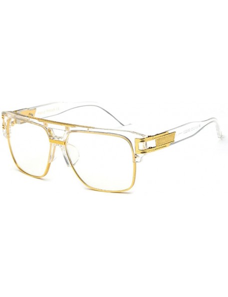 Square Classic Retro Glasses Oversized Bold Large Square Eyewear Transparent Geek Style Clear Lens - Transparent 5 - CZ189UD2...