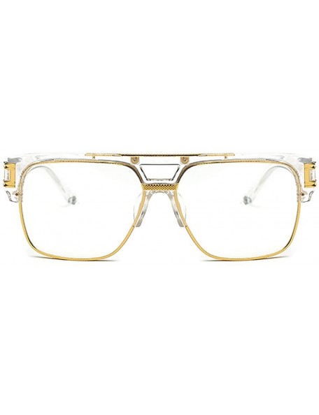 Square Classic Retro Glasses Oversized Bold Large Square Eyewear Transparent Geek Style Clear Lens - Transparent 5 - CZ189UD2...