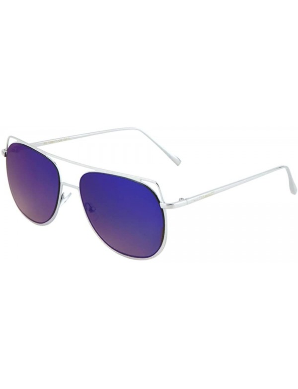 Aviator Designer Fashion Women Aviator Flat Color Mirrored Glasses - Blue - CU187Y9D3UK $16.41