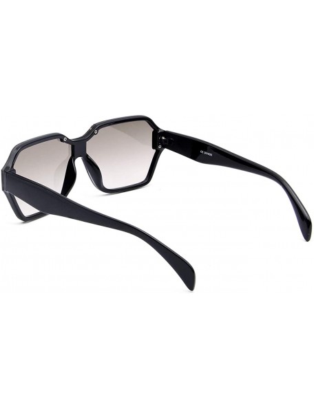 Square Oversized Colorful One Piece Square Sunglasses Flat Gradient Transparent Lenses Party Sun Glasses - Square Black - CX1...