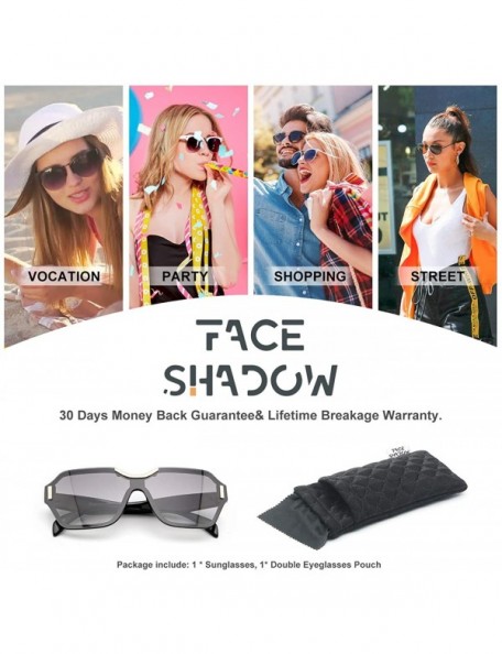 Square Oversized Colorful One Piece Square Sunglasses Flat Gradient Transparent Lenses Party Sun Glasses - Square Black - CX1...