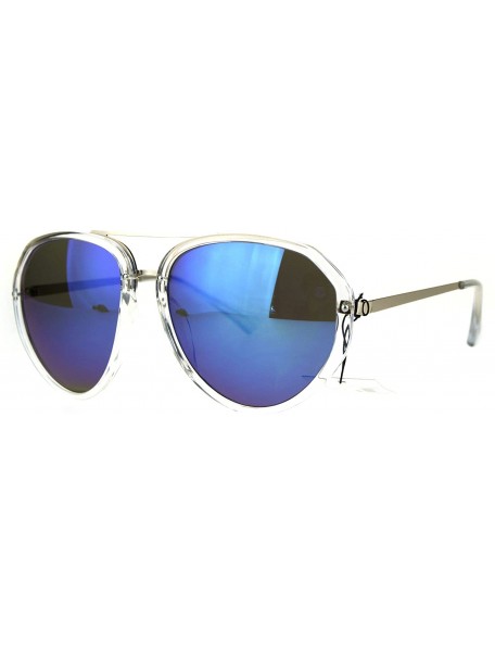 Aviator Retro Fashion Aviator Sunglasses Womens Designer Style Shades UV 400 - Clear (Blue Mirror) - CX1863YKWKR $11.73