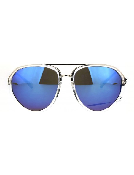 Aviator Retro Fashion Aviator Sunglasses Womens Designer Style Shades UV 400 - Clear (Blue Mirror) - CX1863YKWKR $11.73