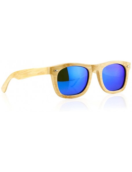 Aviator Polarized Bamboo lightweight Wood Vintage Sunglasses Men Women Eyewear - Blue - CT127DGQVHL $17.48