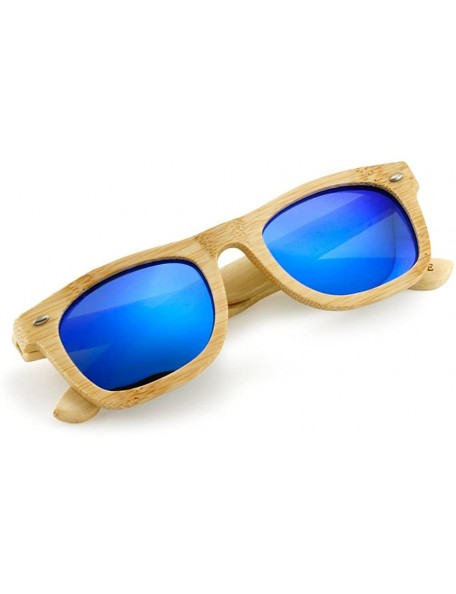 Aviator Polarized Bamboo lightweight Wood Vintage Sunglasses Men Women Eyewear - Blue - CT127DGQVHL $17.48