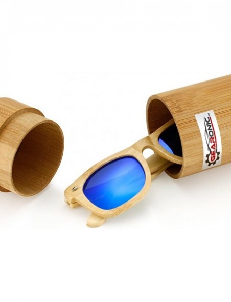 Aviator Polarized Bamboo lightweight Wood Vintage Sunglasses Men Women Eyewear - Blue - CT127DGQVHL $17.48