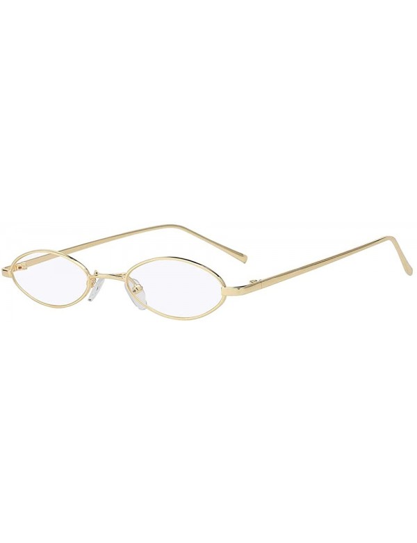 Oval Oval Ultra Thin Small Skinny Slim Narrow Metal Frame Sunglasses Colored Lens - Gold-clear - CV18HZSTZZZ $10.31