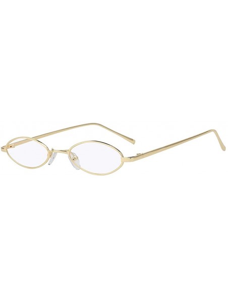 Oval Oval Ultra Thin Small Skinny Slim Narrow Metal Frame Sunglasses Colored Lens - Gold-clear - CV18HZSTZZZ $10.31