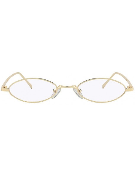 Oval Oval Ultra Thin Small Skinny Slim Narrow Metal Frame Sunglasses Colored Lens - Gold-clear - CV18HZSTZZZ $10.31