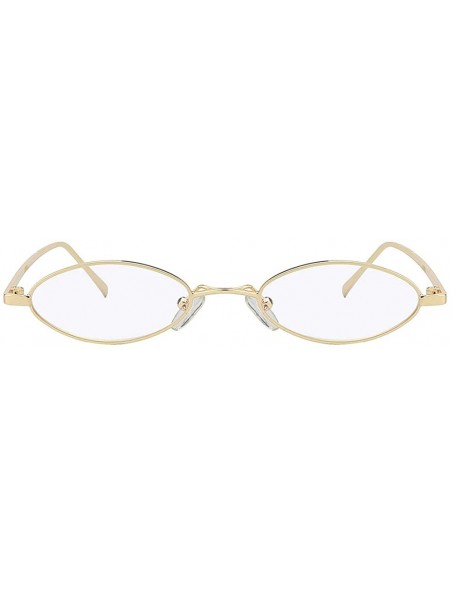 Oval Oval Ultra Thin Small Skinny Slim Narrow Metal Frame Sunglasses Colored Lens - Gold-clear - CV18HZSTZZZ $10.31