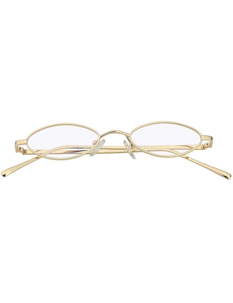 Oval Oval Ultra Thin Small Skinny Slim Narrow Metal Frame Sunglasses Colored Lens - Gold-clear - CV18HZSTZZZ $10.31