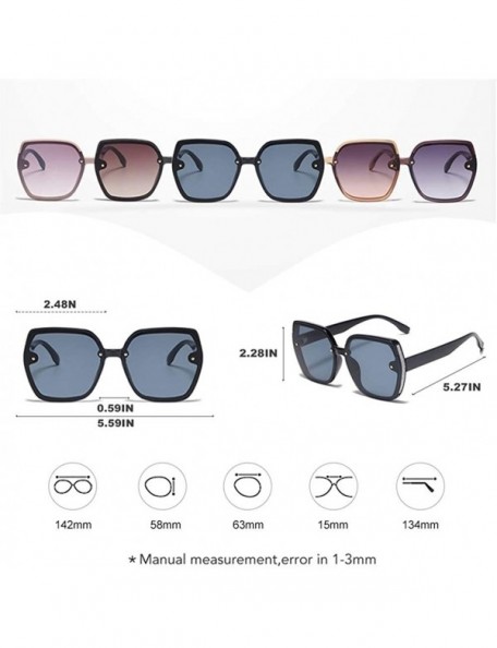 Goggle Shiny Edge Big Square Frame Sunglasses for Women and Men Driving Goggles UV400 - C5 Champagne Gray - C2198KTZLW9 $10.30