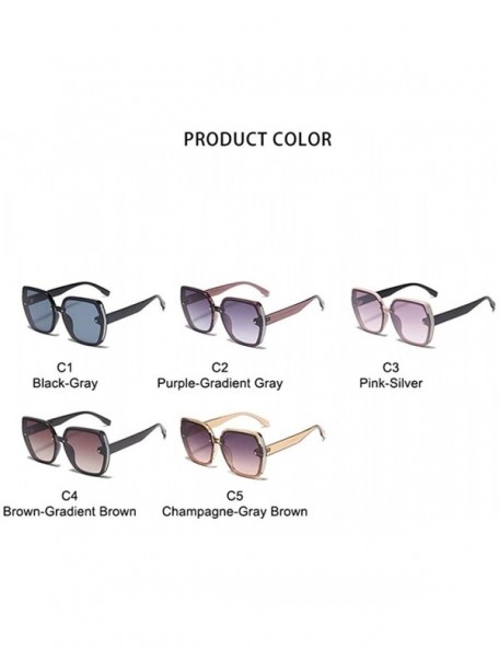 Goggle Shiny Edge Big Square Frame Sunglasses for Women and Men Driving Goggles UV400 - C5 Champagne Gray - C2198KTZLW9 $10.30