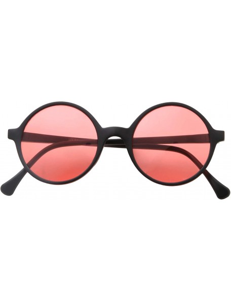 Oversized Oversized Round Sunglasses Hippie Color Lens Retro Circle Glasses Men and Women - Pink - CT1924ZXIW9 $9.33