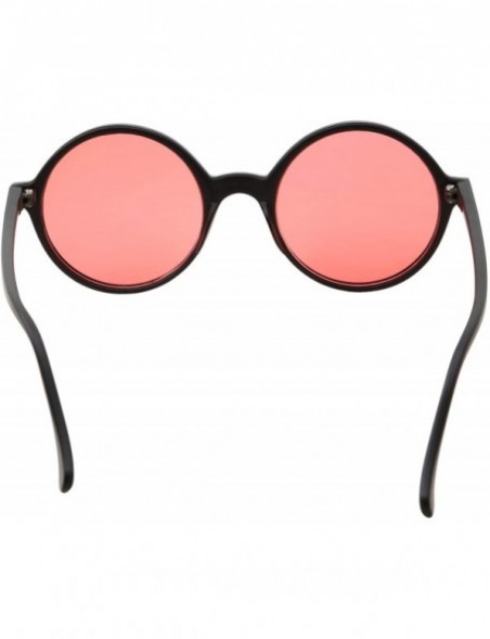 Oversized Oversized Round Sunglasses Hippie Color Lens Retro Circle Glasses Men and Women - Pink - CT1924ZXIW9 $9.33