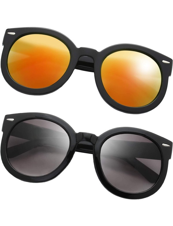 Oversized Women's Designer Inspired Oversized Round Circle Sunglasses Retro Fashion Style - 24-black - CB18OTEIGK7 $14.42