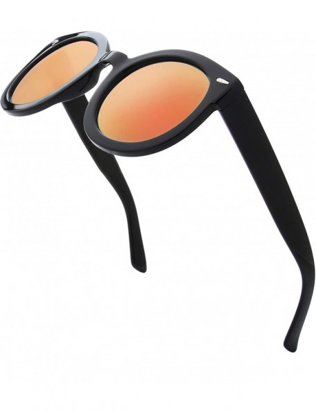 Oversized Women's Designer Inspired Oversized Round Circle Sunglasses Retro Fashion Style - 24-black - CB18OTEIGK7 $14.42
