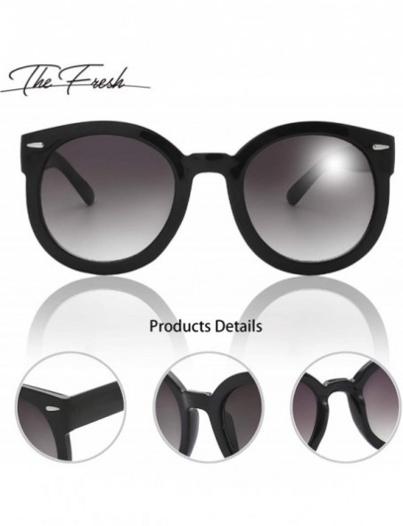 Oversized Women's Designer Inspired Oversized Round Circle Sunglasses Retro Fashion Style - 24-black - CB18OTEIGK7 $14.42