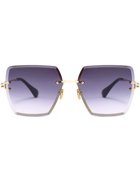 Oversized Womens RimlSunglasses Metal Gradient Lens Brown Black Square Sun Glasses Accessories Summer 2018 - CN197Y6ZZEN $22.76