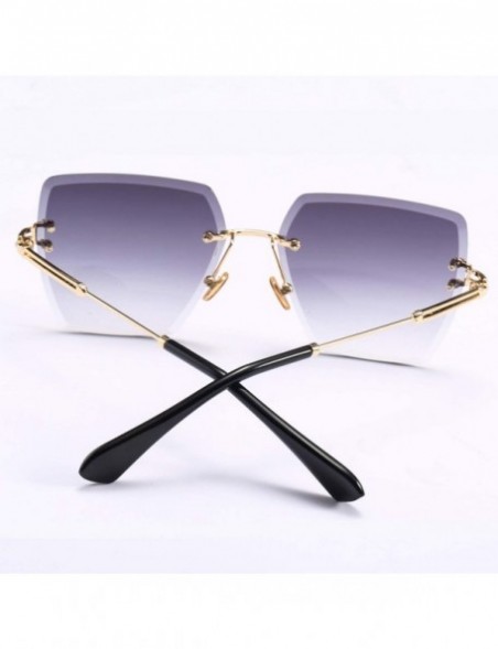 Oversized Womens RimlSunglasses Metal Gradient Lens Brown Black Square Sun Glasses Accessories Summer 2018 - CN197Y6ZZEN $22.76