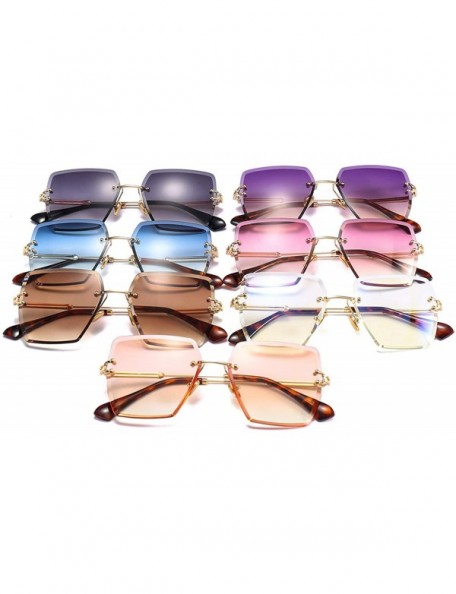 Oversized Womens RimlSunglasses Metal Gradient Lens Brown Black Square Sun Glasses Accessories Summer 2018 - CN197Y6ZZEN $22.76