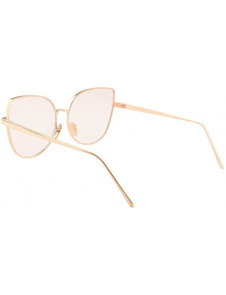Cat Eye TrendyMate-Cat Eye Mirrored Flat Lenses Metal Frame Rivet Cute Mirrored Women Sunglasses - Gold Clear - CY183CSSCSZ $...