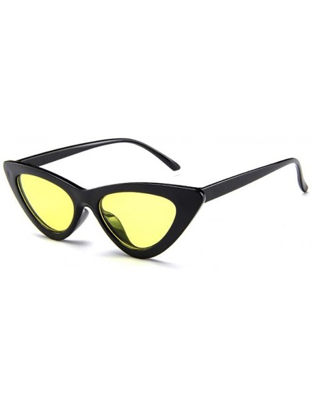 Goggle Cat Eye Sunglasses Vintage Mod Style Retro Sunglasses - Black Yellow - C518CMSN3DM $14.42