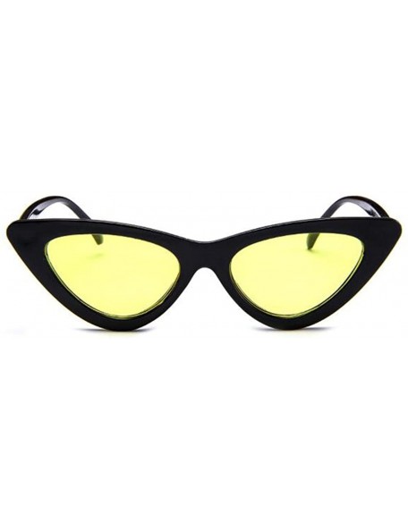 Goggle Cat Eye Sunglasses Vintage Mod Style Retro Sunglasses - Black Yellow - C518CMSN3DM $14.42