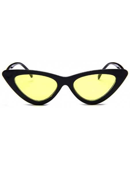 Goggle Cat Eye Sunglasses Vintage Mod Style Retro Sunglasses - Black Yellow - C518CMSN3DM $14.42
