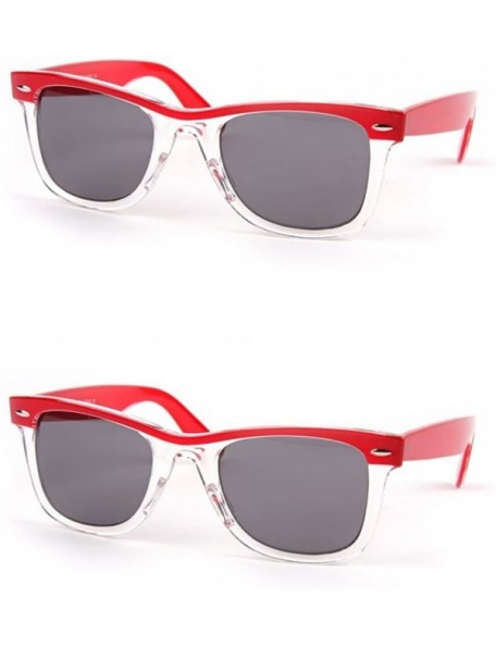 Wayfarer Retro Wayfarer Two-tone Color Frame Fashion Sunglasses P1096 - 2 Pcs Red-smoke & Red-smoke - CB122N279WB $16.71