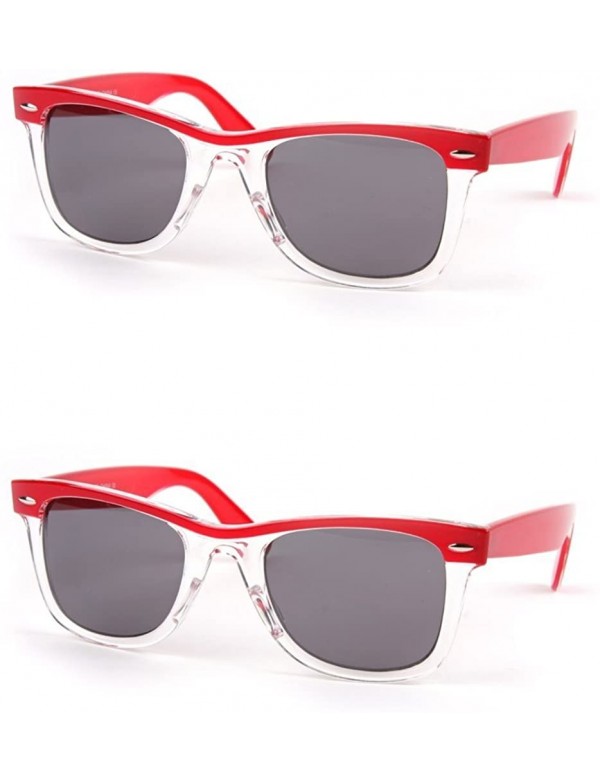 Wayfarer Retro Wayfarer Two-tone Color Frame Fashion Sunglasses P1096 - 2 Pcs Red-smoke & Red-smoke - CB122N279WB $16.71