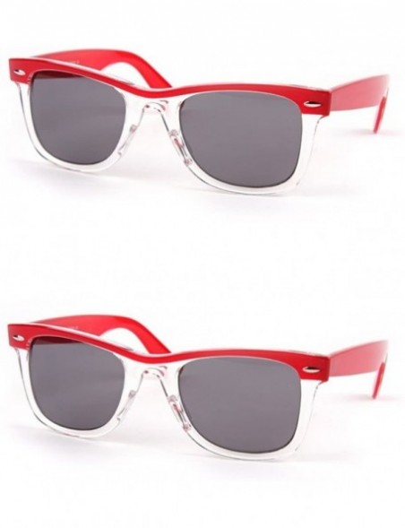 Wayfarer Retro Wayfarer Two-tone Color Frame Fashion Sunglasses P1096 - 2 Pcs Red-smoke & Red-smoke - CB122N279WB $16.71