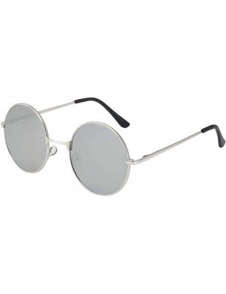 Goggle Vintage Retro Round Sunglasses Cyber Goggles Steampunk Punk Hippy - Silver / Silver (Hp02) - CC11QXGLLTB $7.52