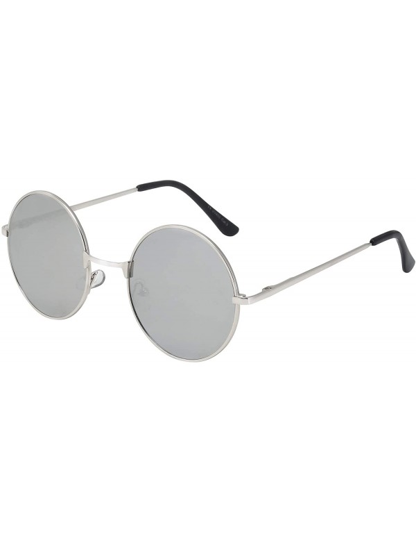 Goggle Vintage Retro Round Sunglasses Cyber Goggles Steampunk Punk Hippy - Silver / Silver (Hp02) - CC11QXGLLTB $7.52