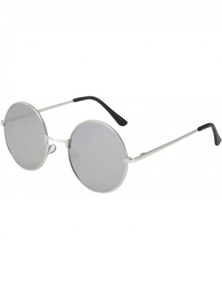 Goggle Vintage Retro Round Sunglasses Cyber Goggles Steampunk Punk Hippy - Silver / Silver (Hp02) - CC11QXGLLTB $7.52