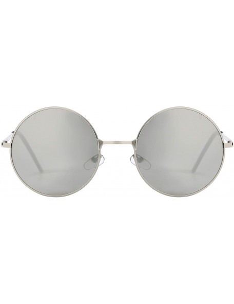 Goggle Vintage Retro Round Sunglasses Cyber Goggles Steampunk Punk Hippy - Silver / Silver (Hp02) - CC11QXGLLTB $7.52