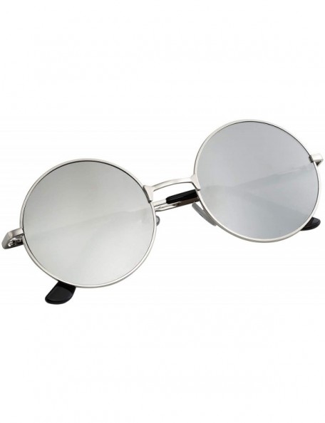 Goggle Vintage Retro Round Sunglasses Cyber Goggles Steampunk Punk Hippy - Silver / Silver (Hp02) - CC11QXGLLTB $7.52