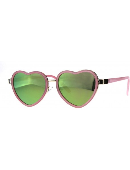 Oval Heart Shape Sunglasses Womens Cute Heart Frame Mirror Lens UV 400 - Pink - CQ18G8H472Q $19.78