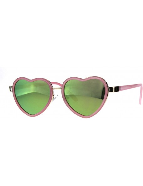 Oval Heart Shape Sunglasses Womens Cute Heart Frame Mirror Lens UV 400 - Pink - CQ18G8H472Q $10.93