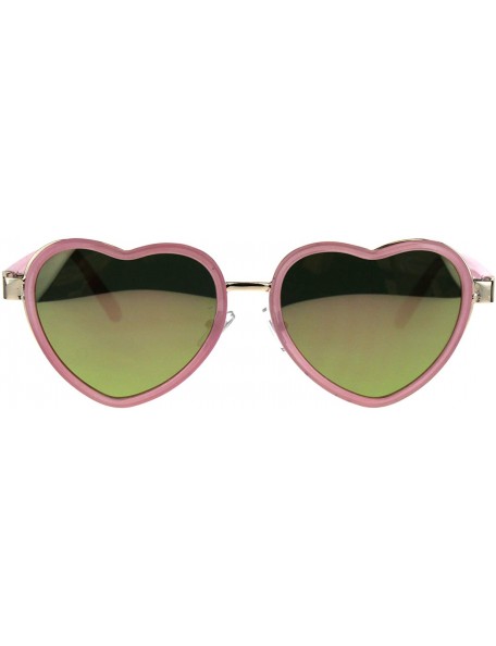 Oval Heart Shape Sunglasses Womens Cute Heart Frame Mirror Lens UV 400 - Pink - CQ18G8H472Q $10.93