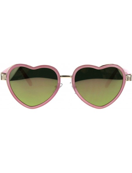 Oval Heart Shape Sunglasses Womens Cute Heart Frame Mirror Lens UV 400 - Pink - CQ18G8H472Q $10.93