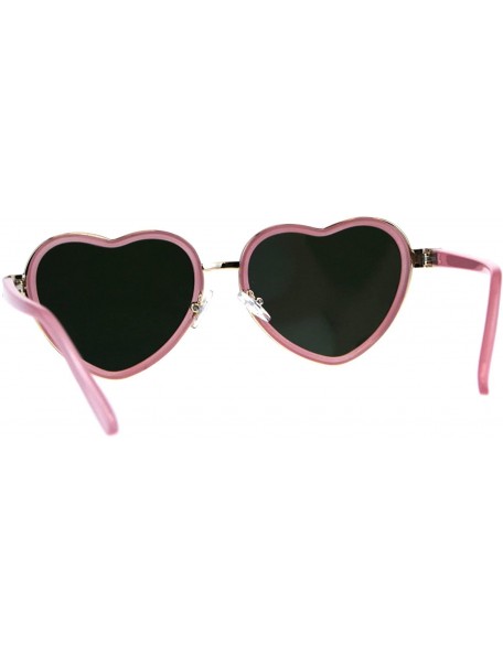 Oval Heart Shape Sunglasses Womens Cute Heart Frame Mirror Lens UV 400 - Pink - CQ18G8H472Q $10.93