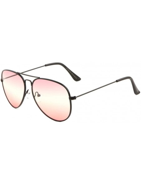 Aviator Triple Oceanic Color Thin Temple Classic Aviator Sunglasses - Pink Black - CI190I37KKX $16.92