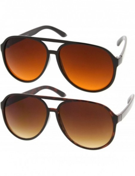 Wayfarer Retro Large Blue Blocking Lens Aviator Sunglasses 60mm - 2-pack - Blk/Orange Gradient & Tt/Amber - CB12O6FQYPY $19.23