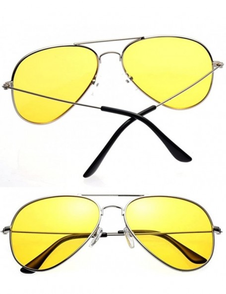 Sport Mens HD Night View Vision Driving Glasses Polarized UV400 Aviator Sunglasses - Silver3025 - CN1887O7OW9 $15.65