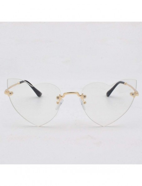 Rimless Clout Goggle Heart Shape Sunglasses Rimless Lens Vintage Cat Eye Mod Style Retro Shades - White - CP18U960MUC $9.28