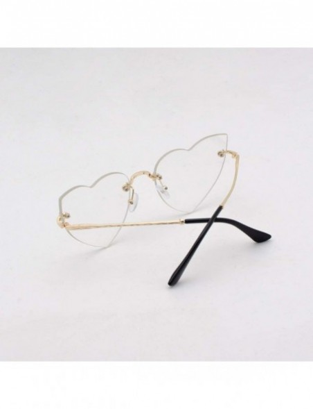 Rimless Clout Goggle Heart Shape Sunglasses Rimless Lens Vintage Cat Eye Mod Style Retro Shades - White - CP18U960MUC $9.28